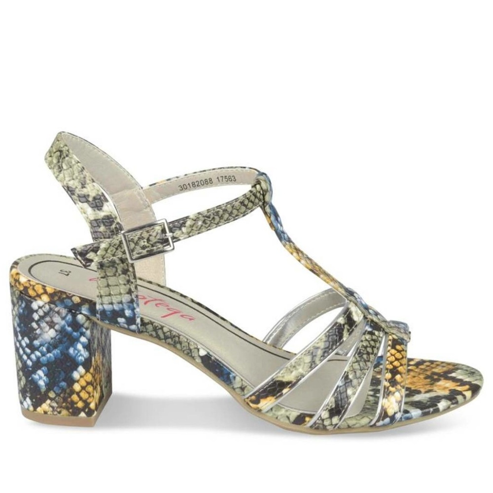My Botega Chic Snake Print Block Heel Strappy Sandals Size 38/7.5